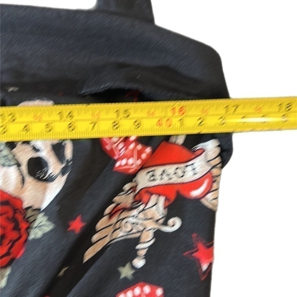 EUC Torrid Retro Chic Love Dice Roses Blk Skull Pin Up Circle Skirt Dress 12 - Picture 13 of 15